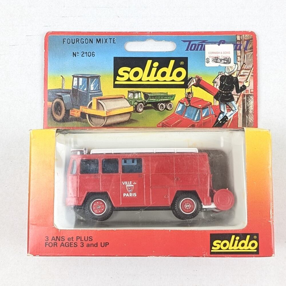 Vintage Solido 2106 Berliet GAK 17 Fourgon Mixte Paris Fire Truck Boxed
